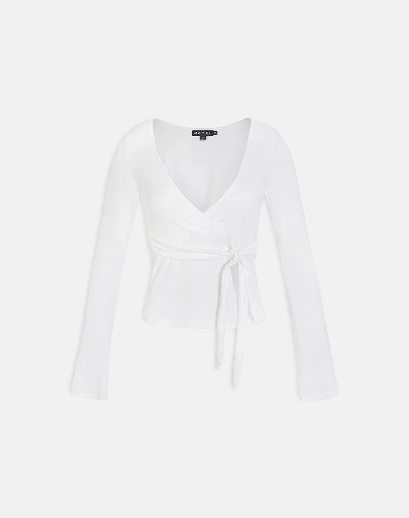 Haut croisé Lamae, couleur blanc cassé