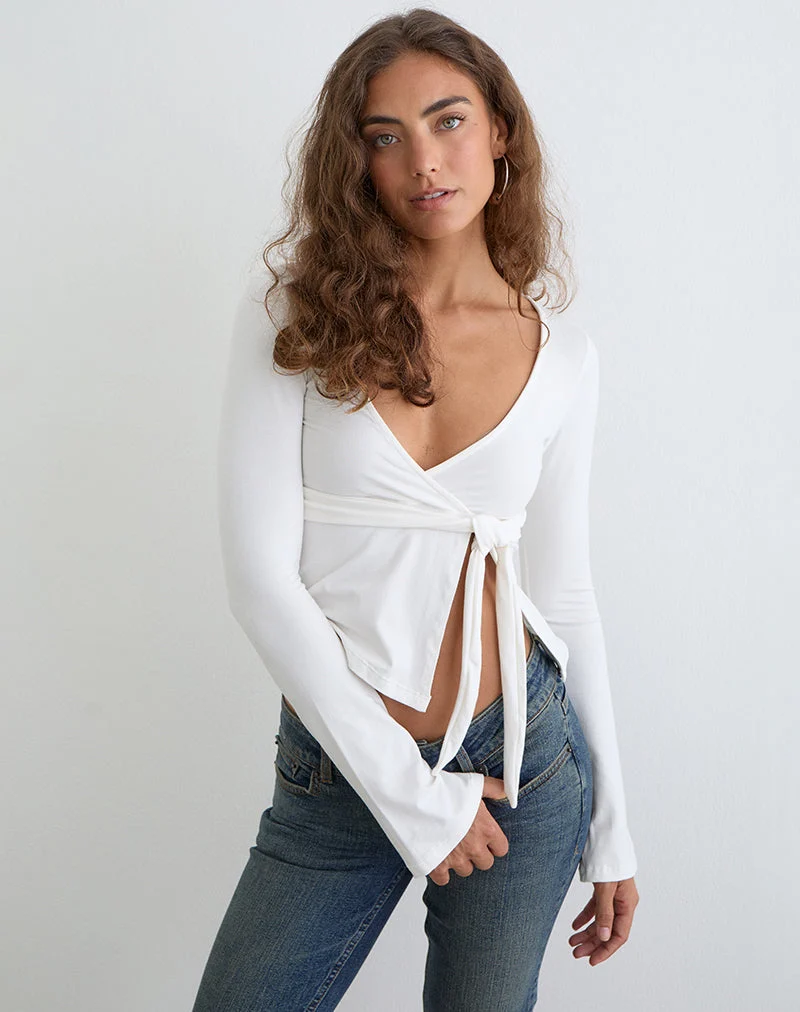 Haut croisé Lamae, couleur blanc cassé