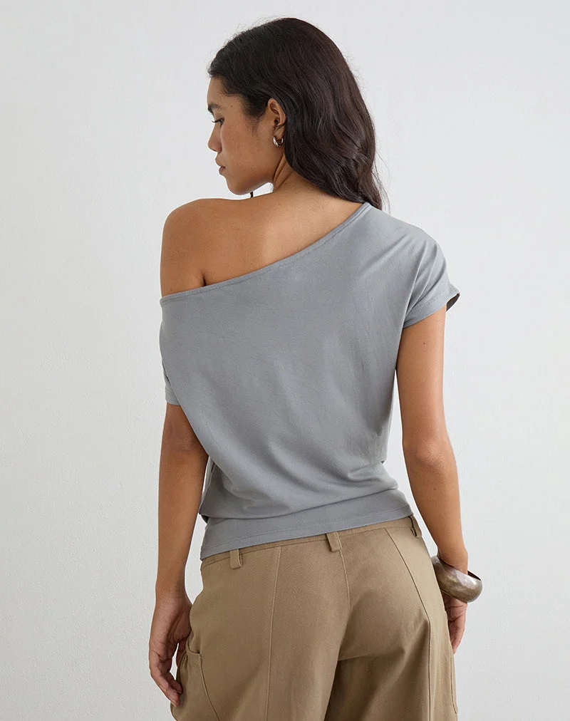 Haut « Lola » à nouer à la taille, motif floral artistique gris