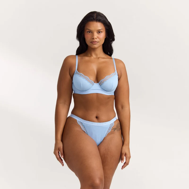 Ribbed Balcony Soutien-Gorge - Bleu