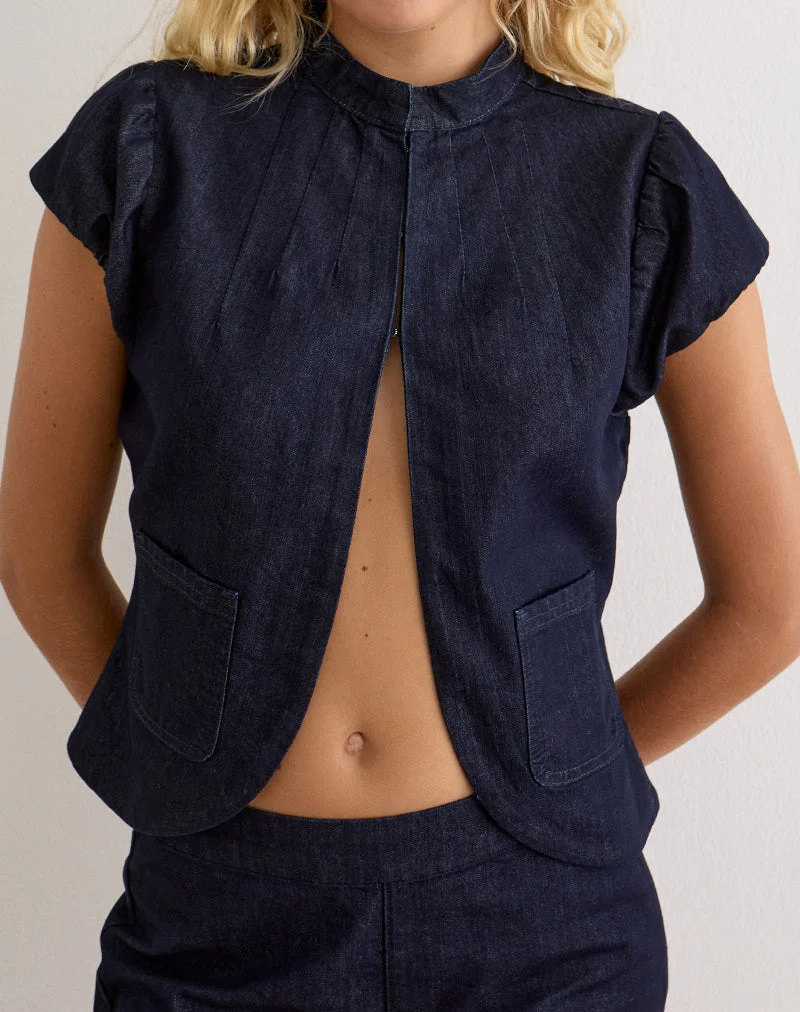 Haut « Pea Coat » Alnira en chambray indigo