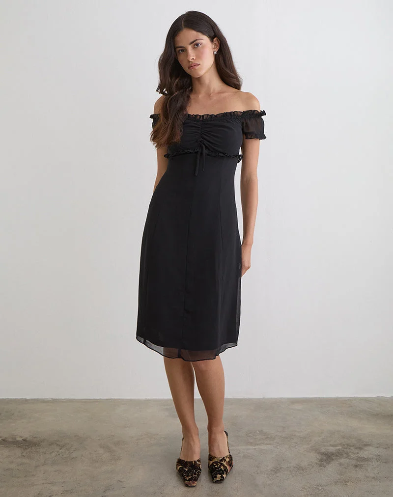 Robe midi Watimu en mousseline noire