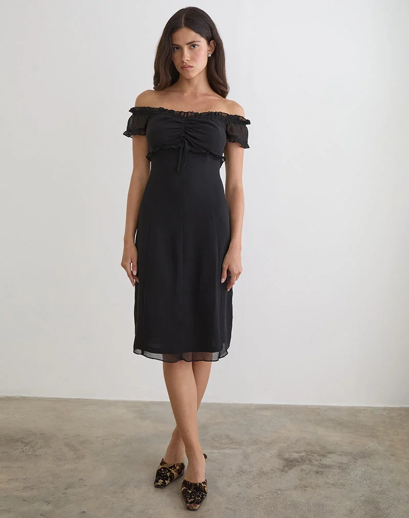 Robe midi Watimu en mousseline noire