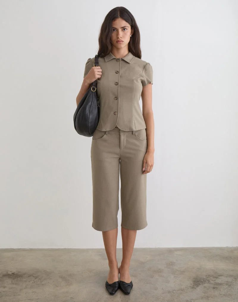 Pantalon Capri Tunian en tailleur taupe clair
