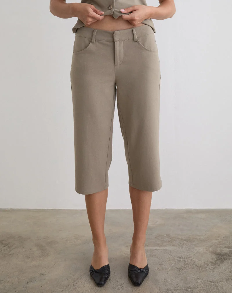 Pantalon Capri Tunian en tailleur taupe clair