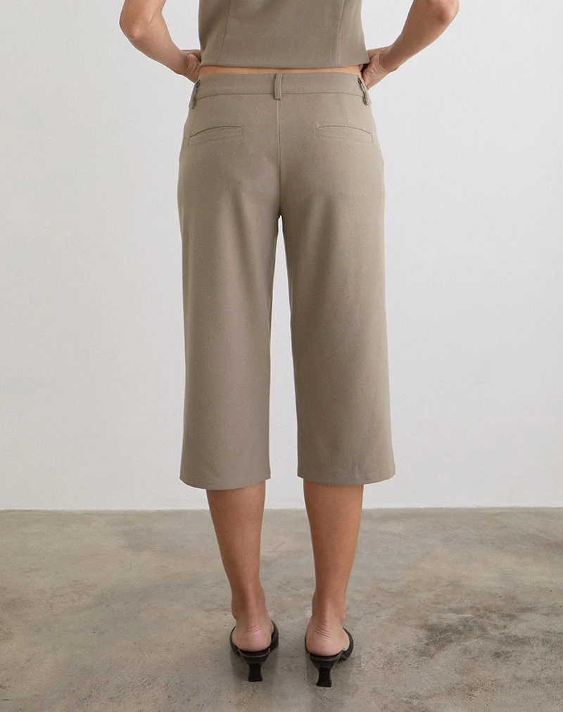 Pantalon Capri Tunian en tailleur taupe clair