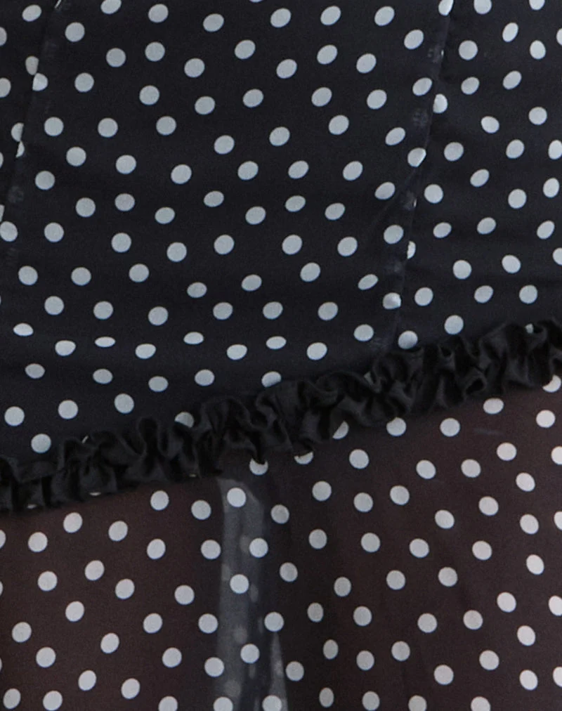 Robe midi Sovira en mousseline noire à petits pois
