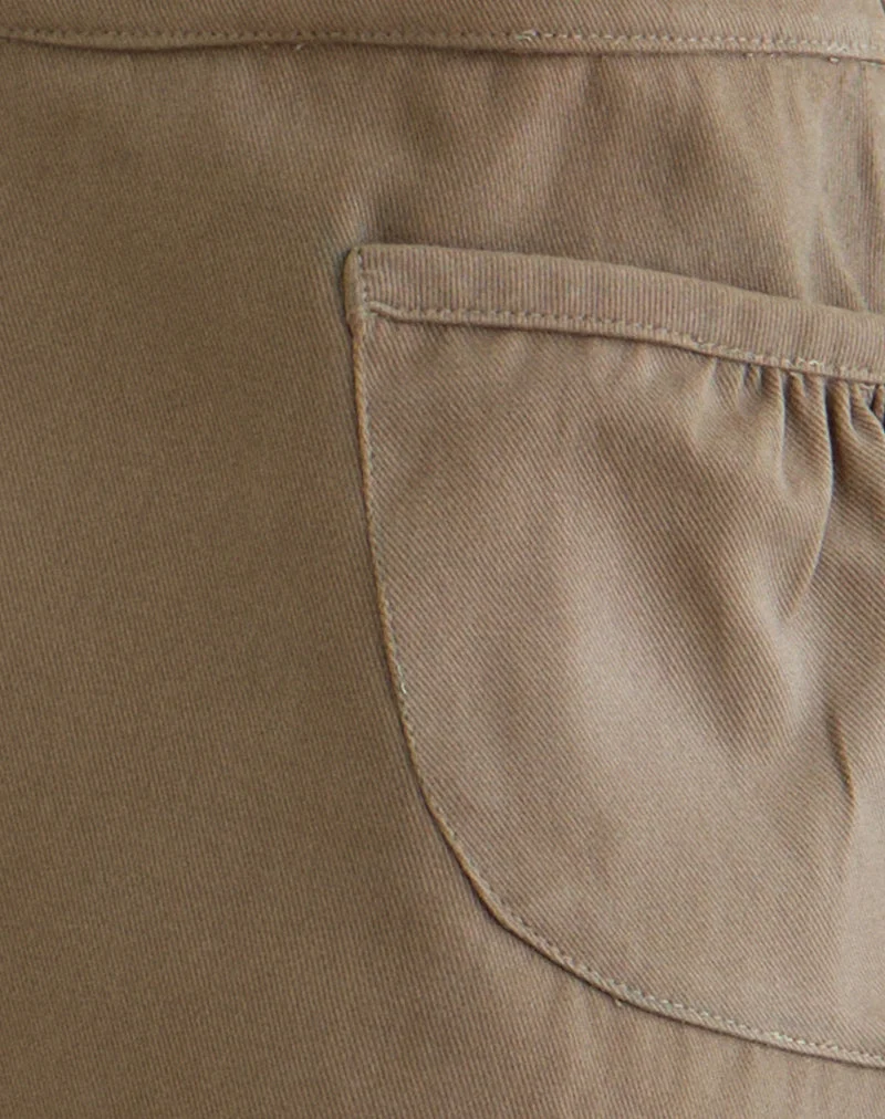 Mini-jupe Enyo en sergé kaki avec poche latérale