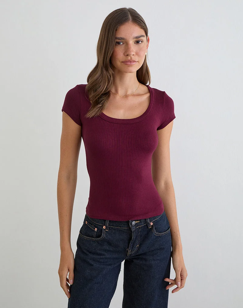 T-shirt Sumala en maille épaisse couleur vin