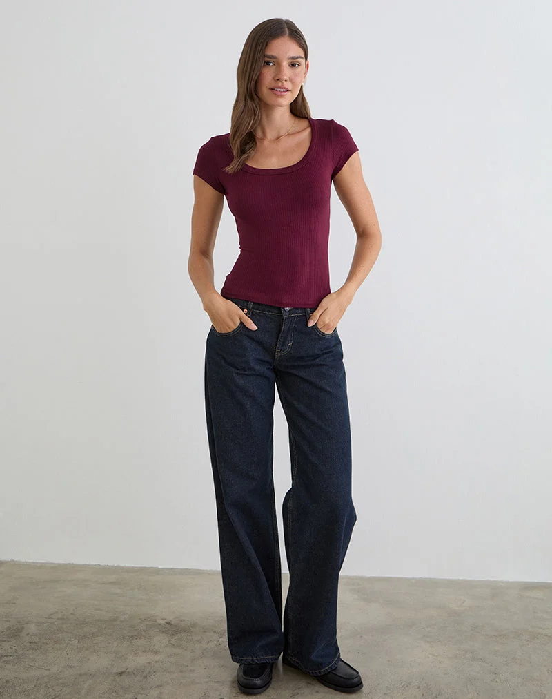 T-shirt Sumala en maille épaisse couleur vin