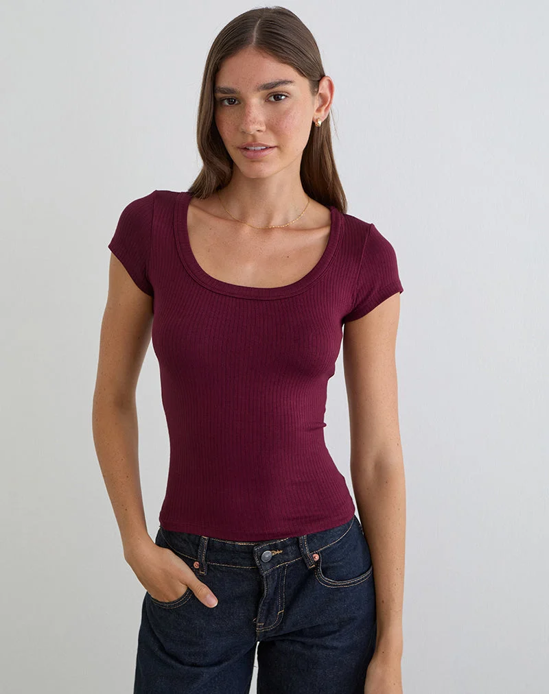 T-shirt Sumala en maille épaisse couleur vin