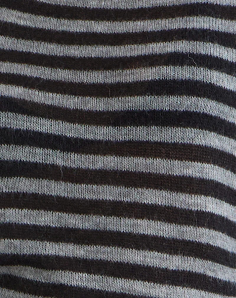 Pull asymétrique Suena à rayures noires et grises