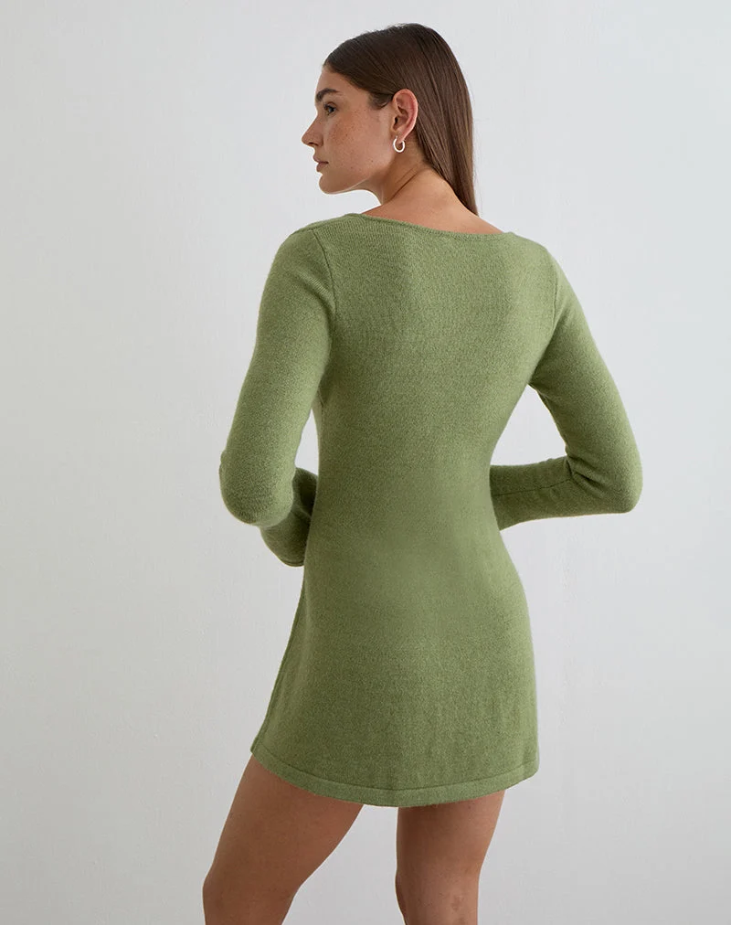 Mini-robe Kodia avec coquillage, en maille olive