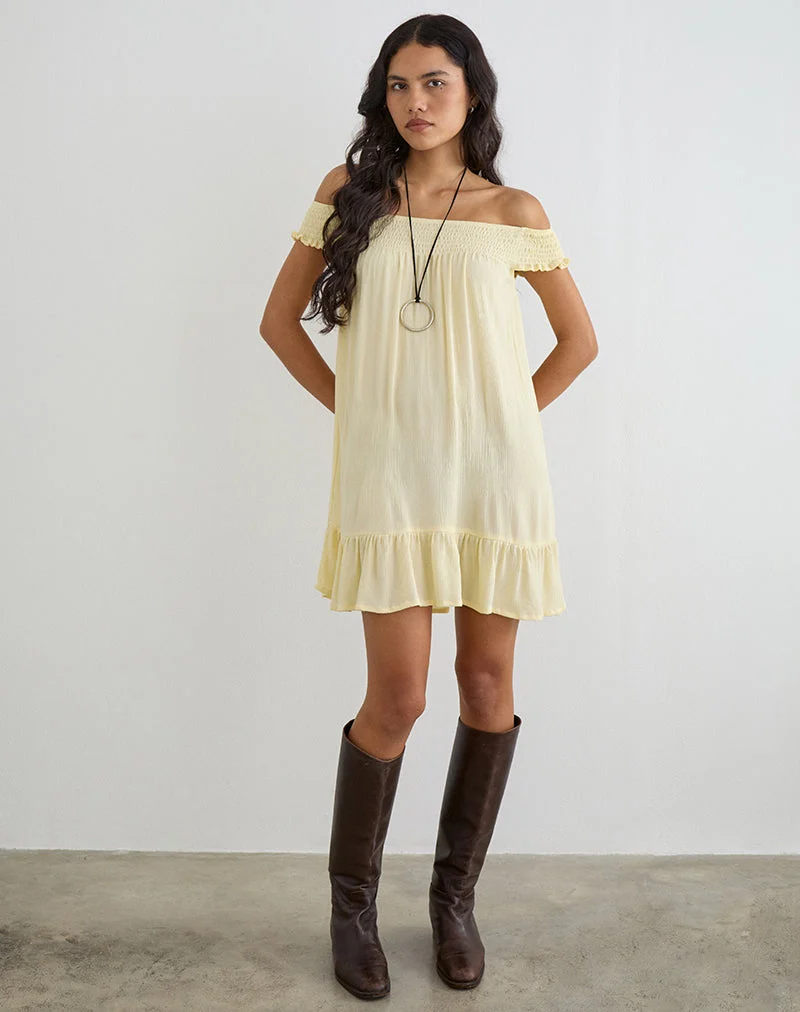 Mini-robe Panasi, jaune beurre froissé
