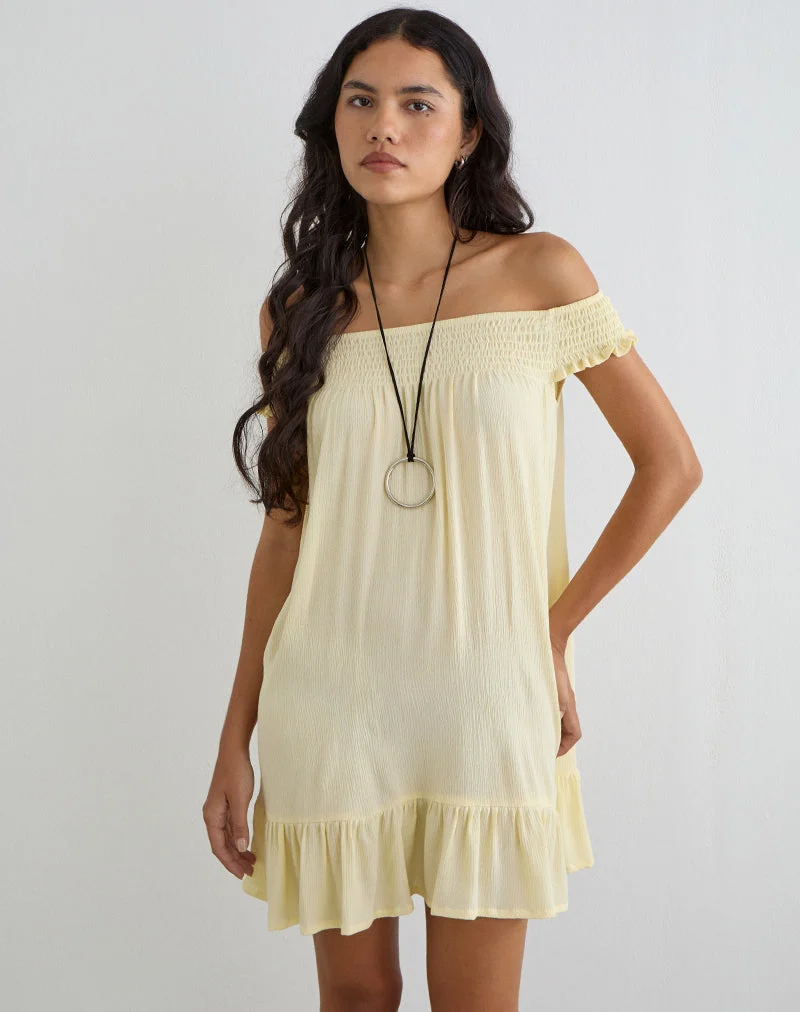 Mini-robe Panasi, jaune beurre froissé