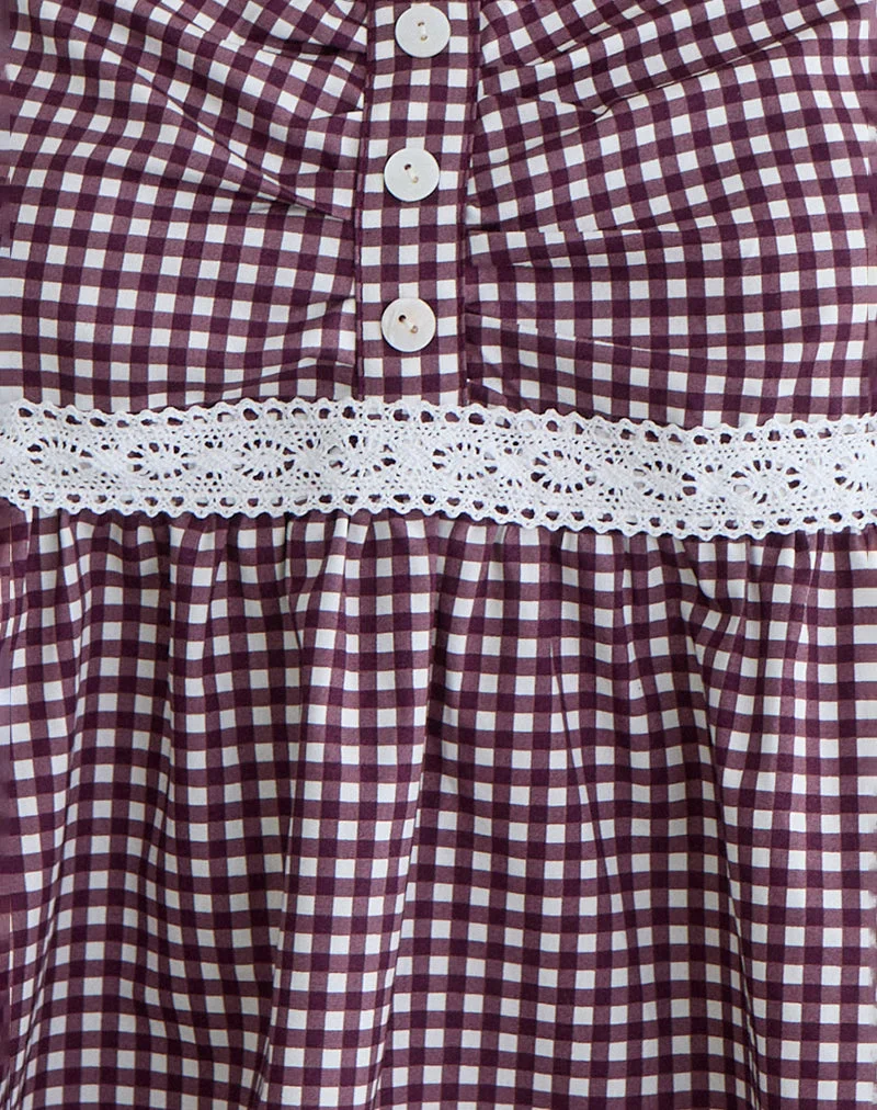 Haut Cami Flika en mini-vichy couleur vin
