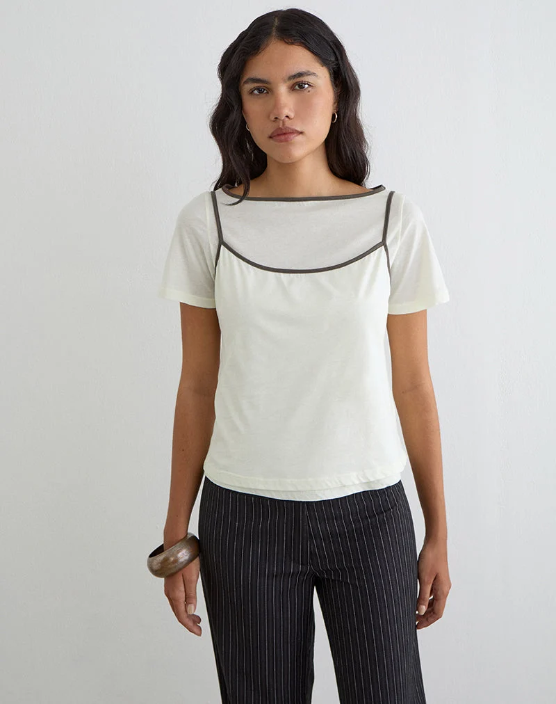 T-shirt à manches dolman couleur « Vanilla Ice » avec bordure couleur « Walnut »