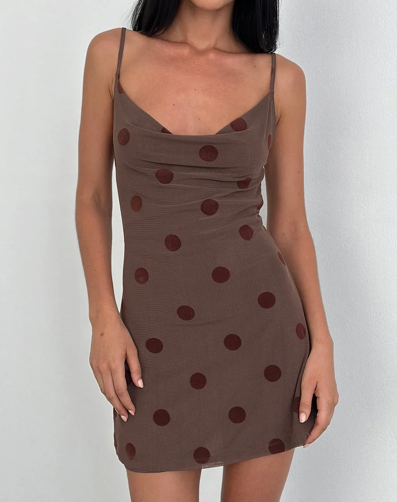 Mini robe Pastila en gros flocon de pois marron