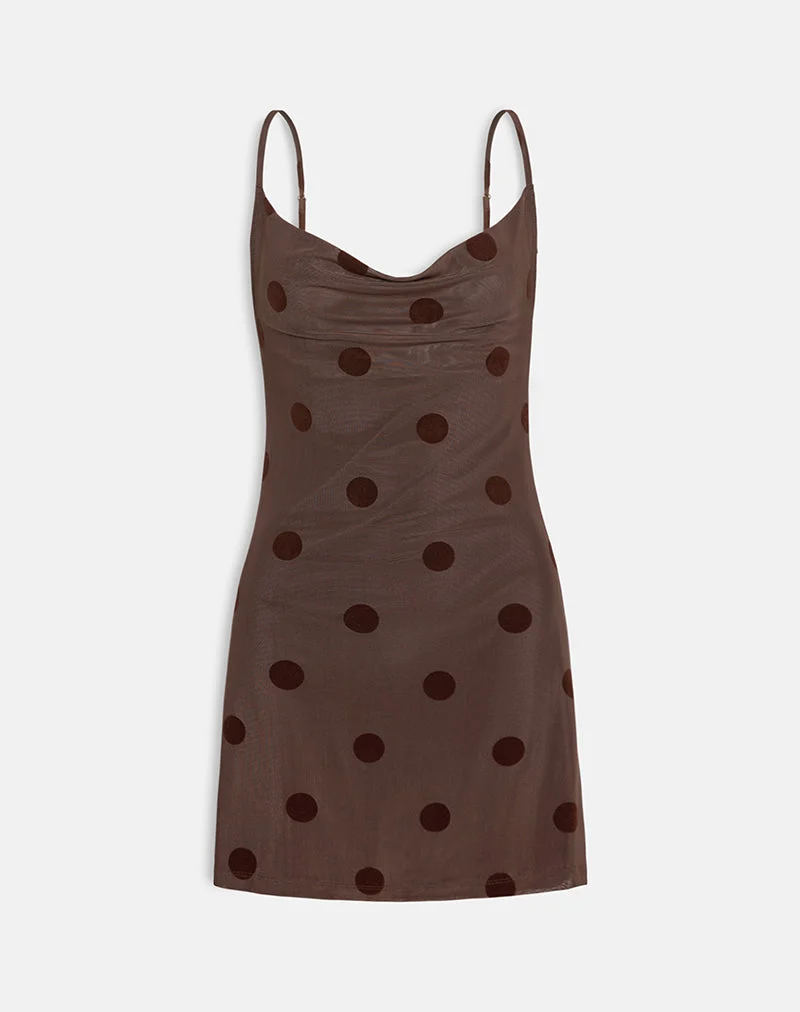 Mini robe Pastila en gros flocon de pois marron
