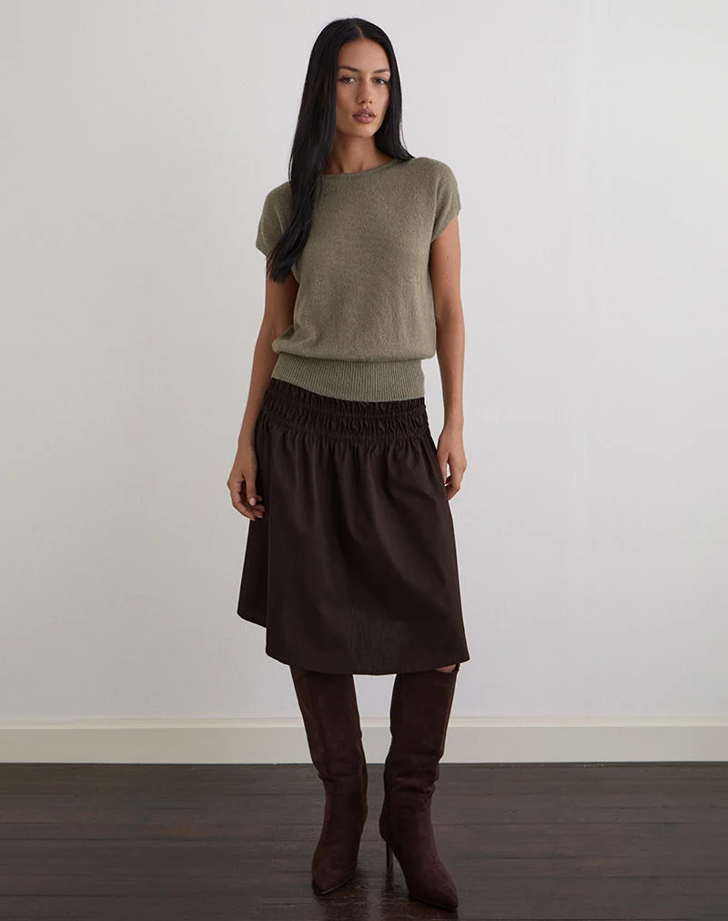 Sorin - Top à ceinture profonde en tricot kaki