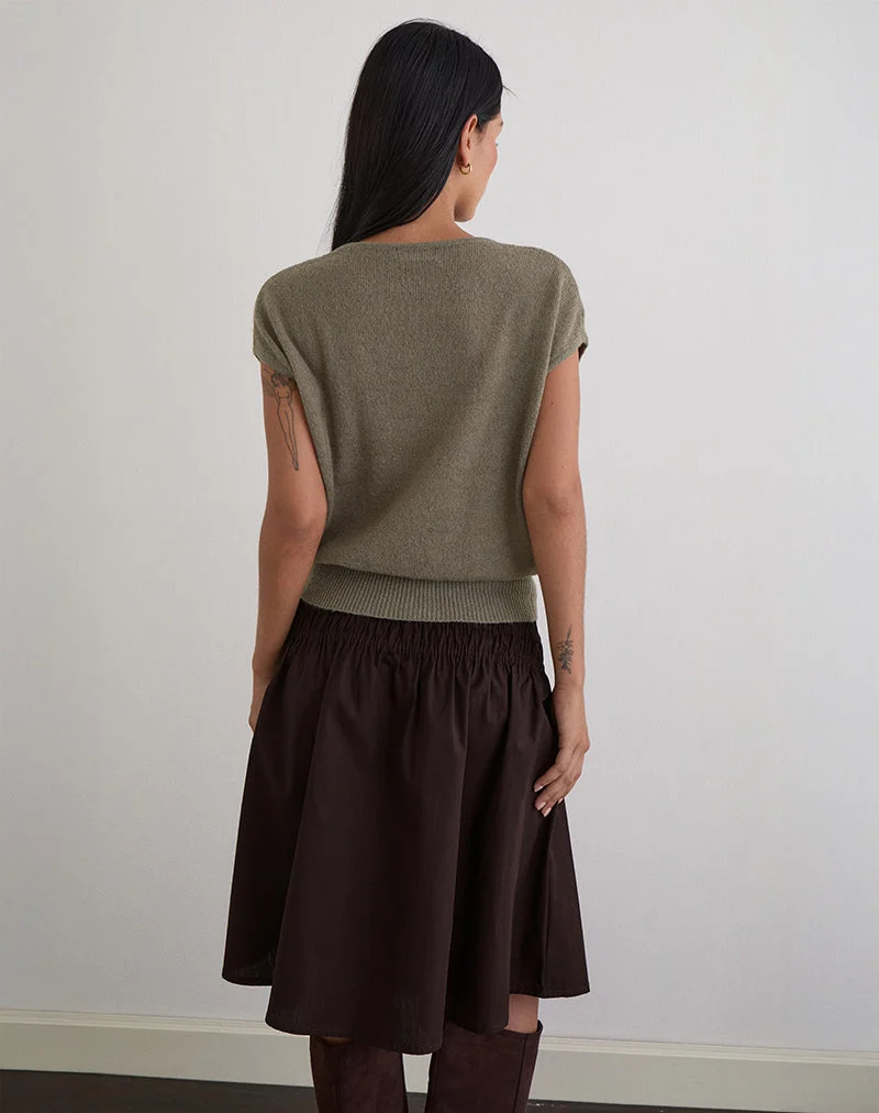 Sorin - Top à ceinture profonde en tricot kaki