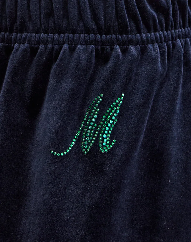 Pantalon de jogging Glen en velours marine avec embellissement "M