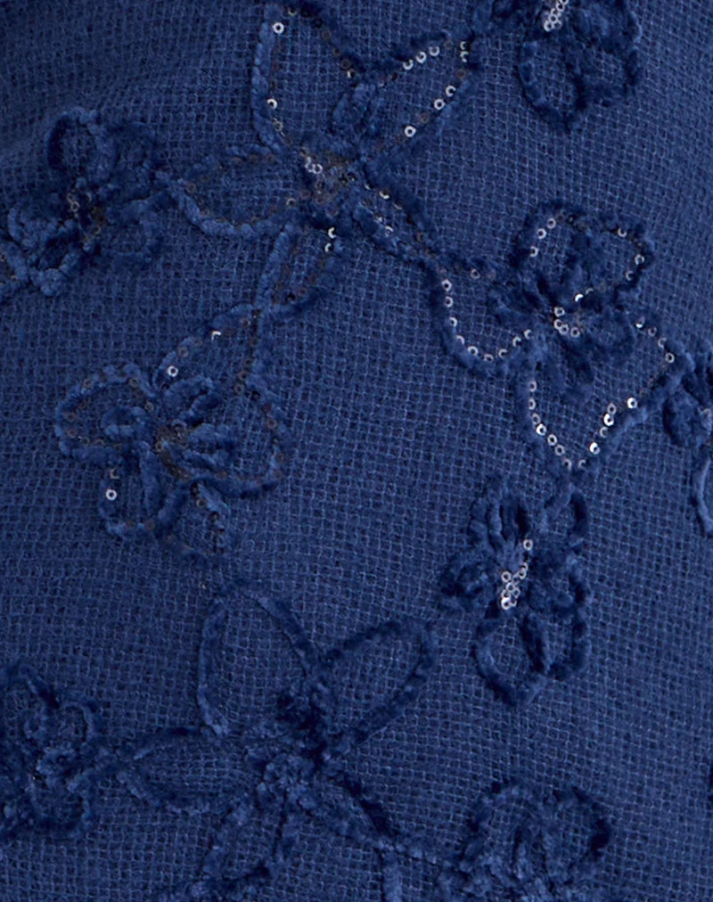 Mini-robe Codami à dos nu en maille à paillettes bleu marine