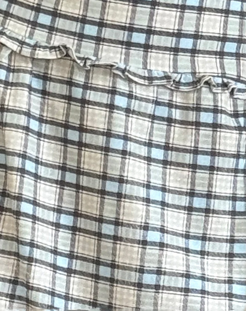 Jupe midi Kasya, tissu écossais bleu pastel