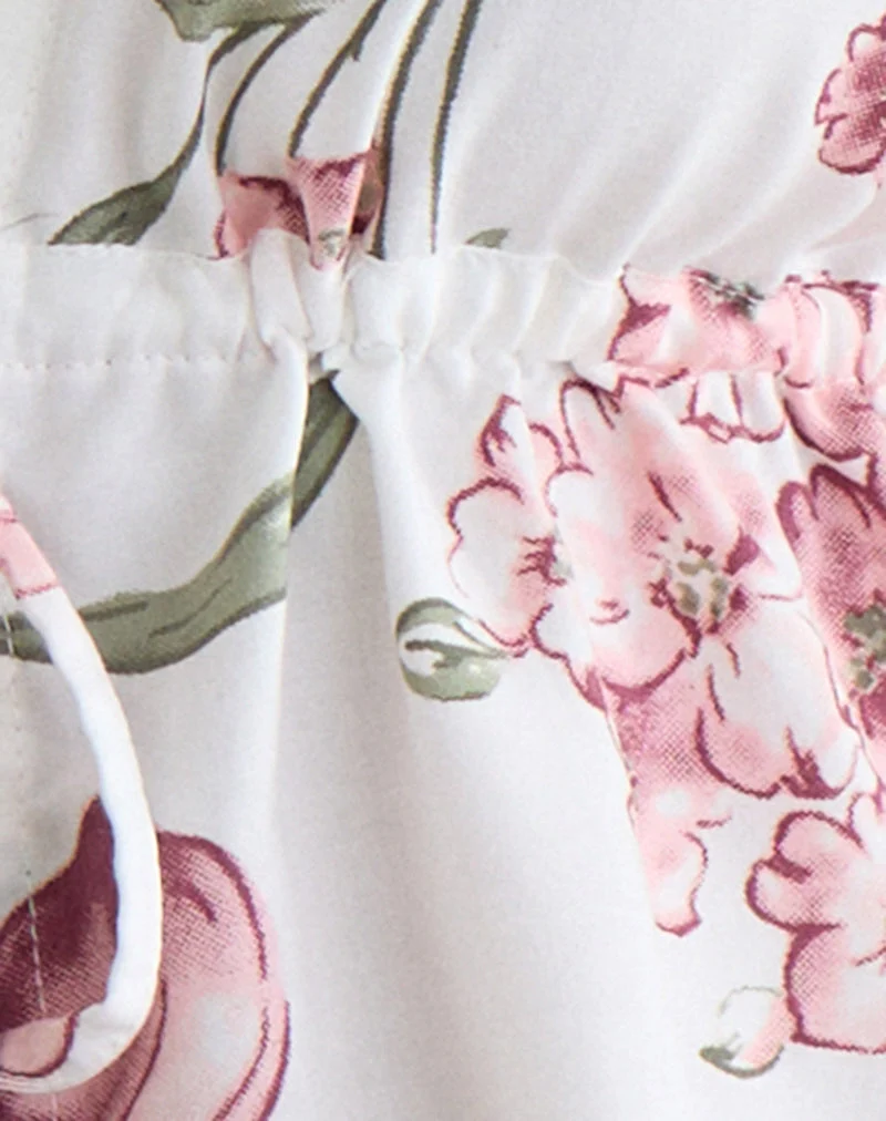 Halter-top Yalova, motif floral « Femme », blanc
