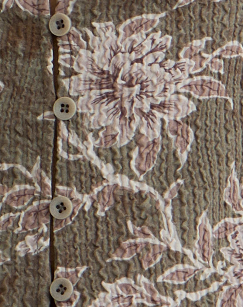Chemisier Yakova en tissu floral vert