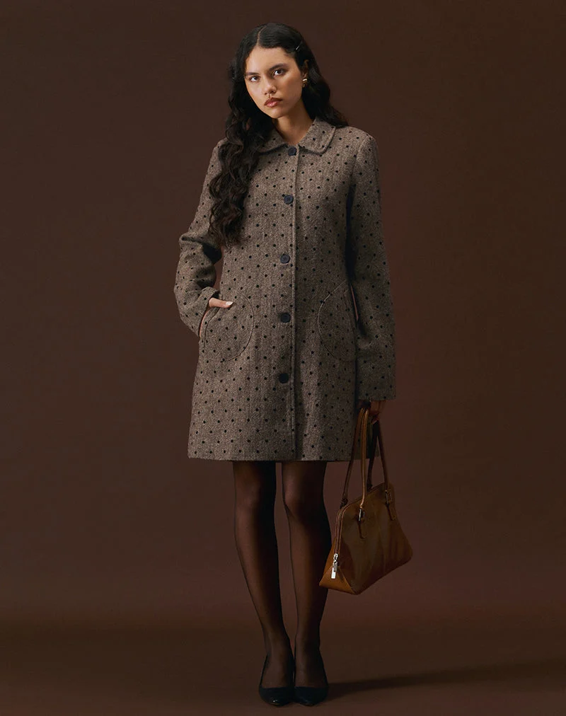Manteau long Lirena en Polka Brown