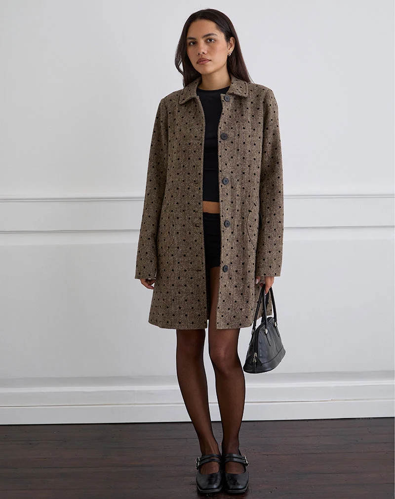 Manteau long Lirena en Polka Brown
