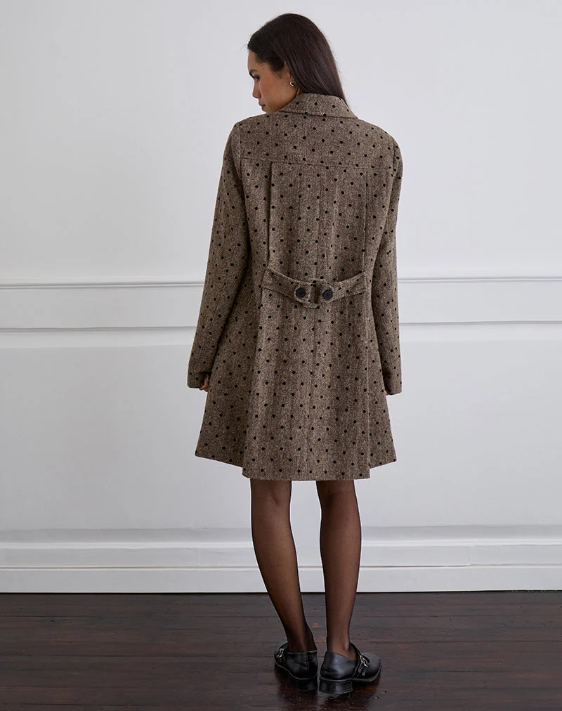 Manteau long Lirena en Polka Brown