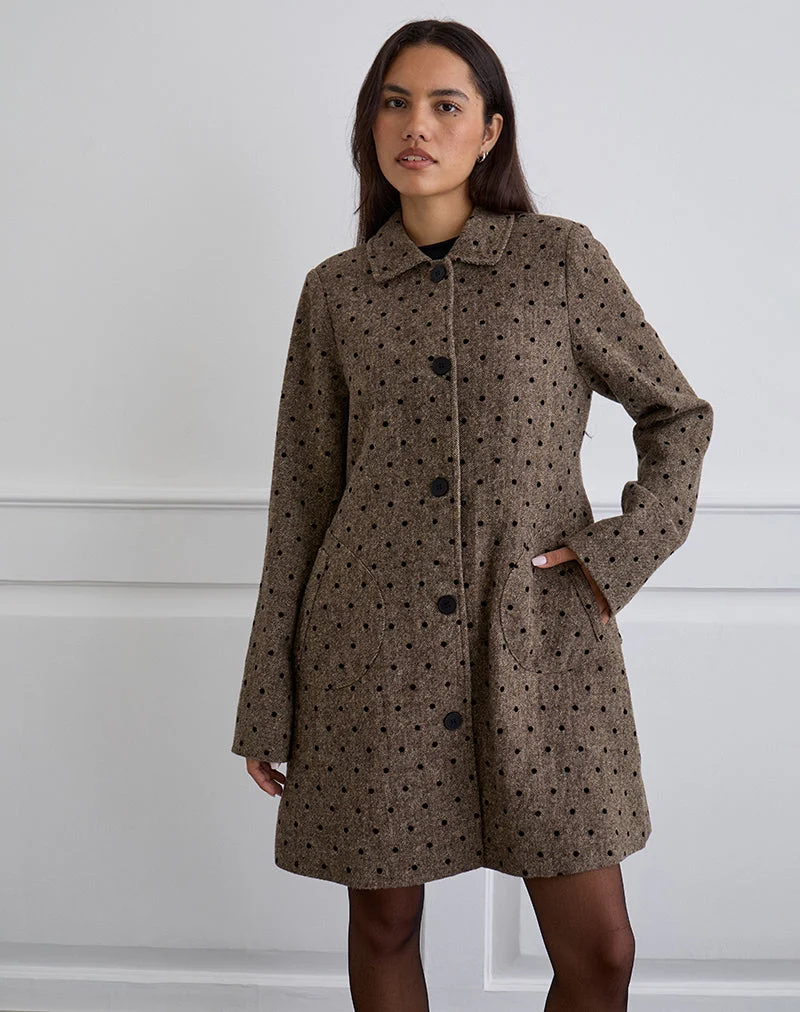 Manteau long Lirena en Polka Brown