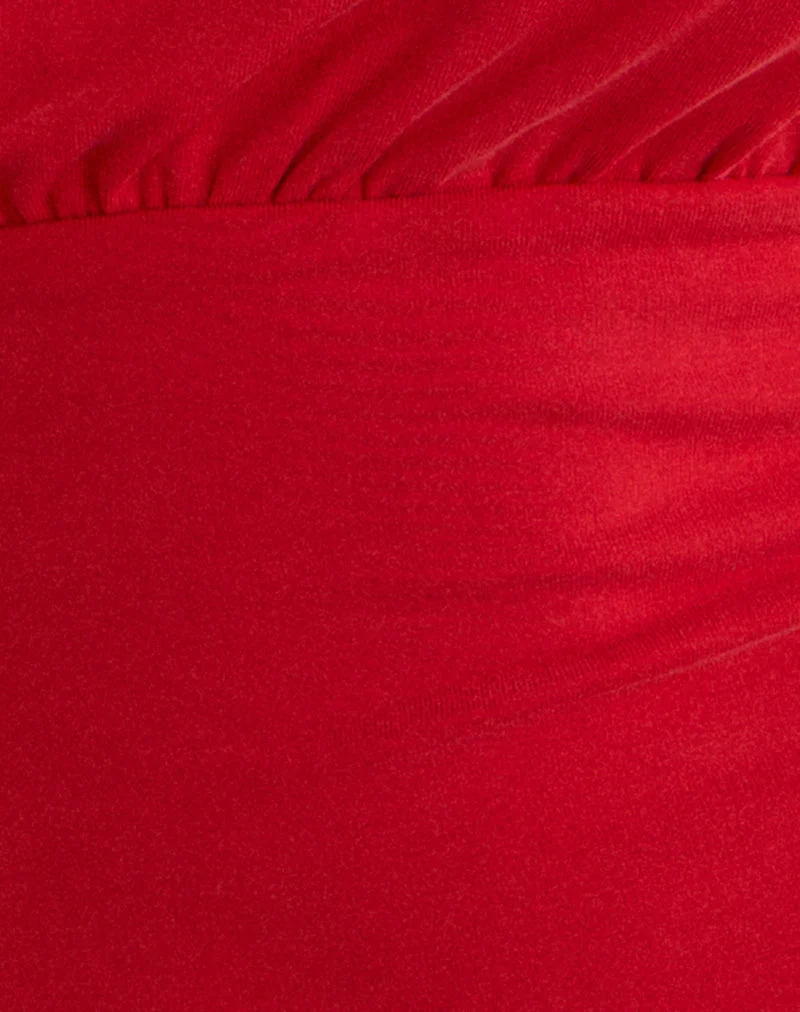 Haut plongeant Lanthe en cupro rouge