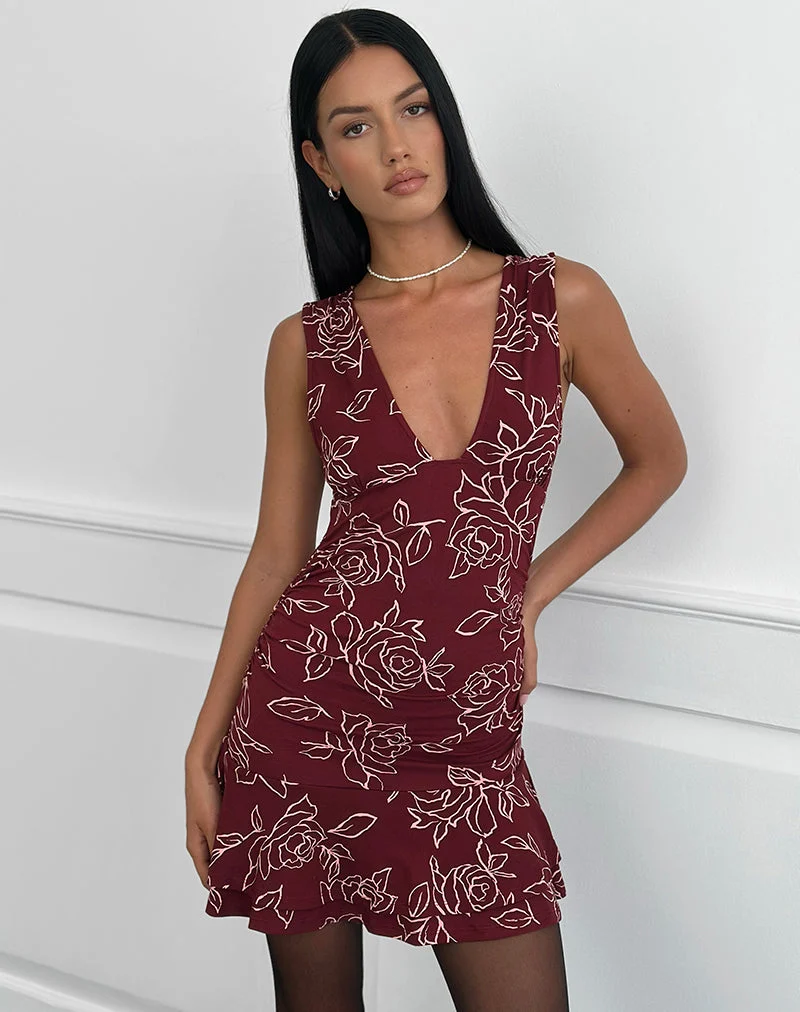 Mini-robe Lanai en rose marron foncé