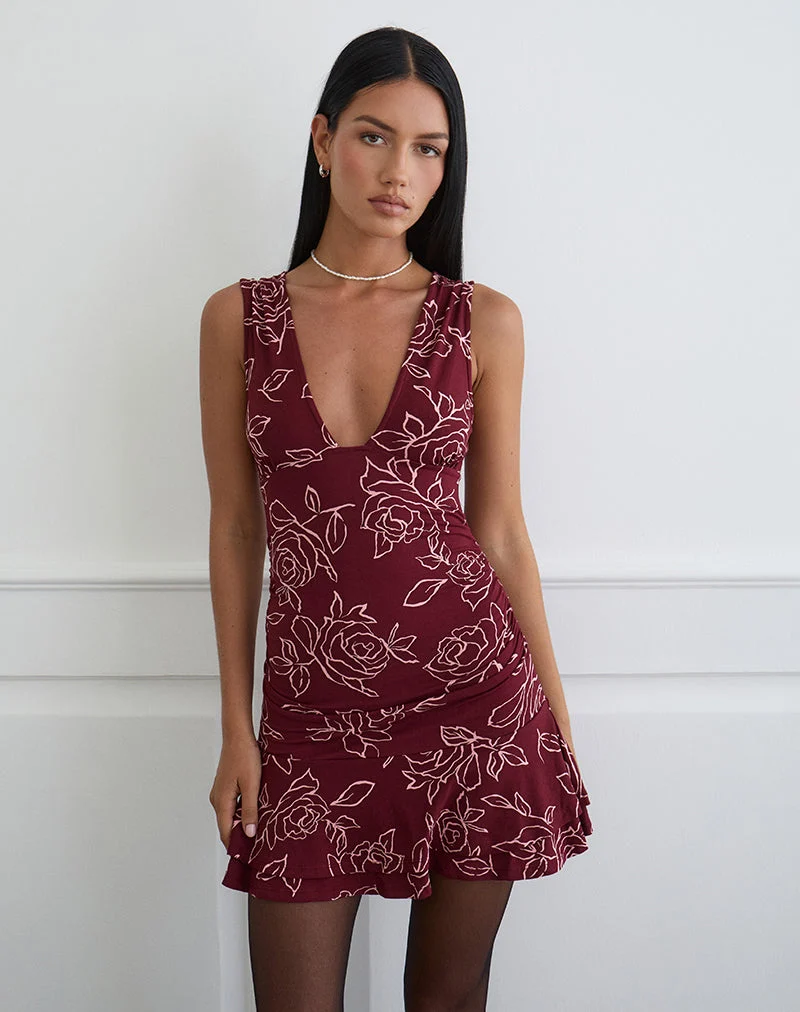 Mini-robe Lanai en rose marron foncé