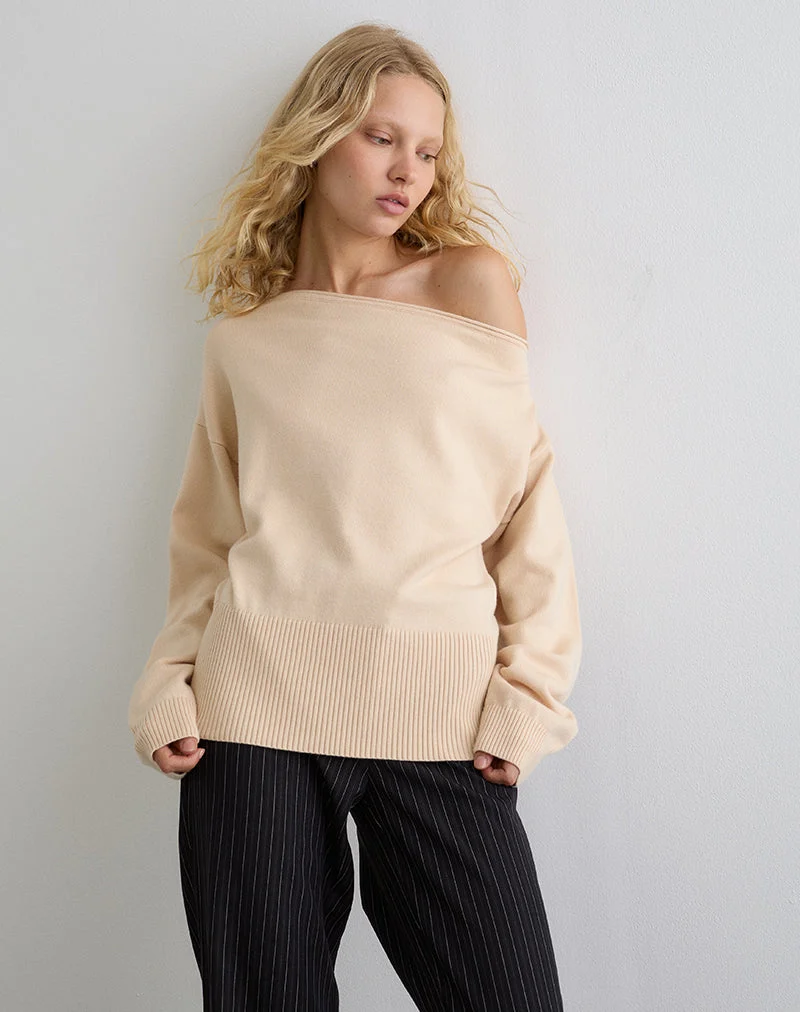 Pull asymétrique Jalira, crème
