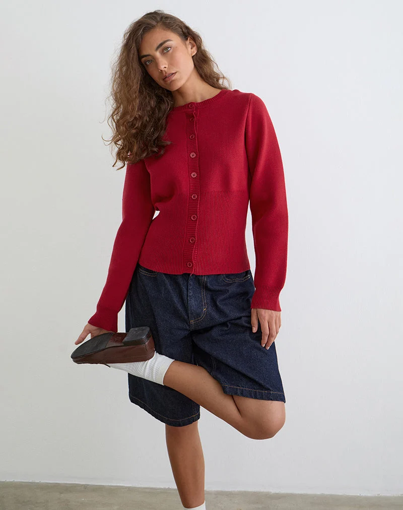 Cardigan à manches longues Subra en rouge