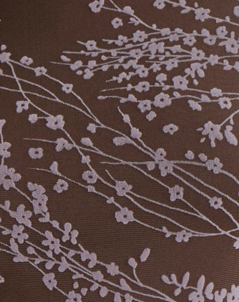Mini-robe Salira, couleur brun fleur au clair de lune