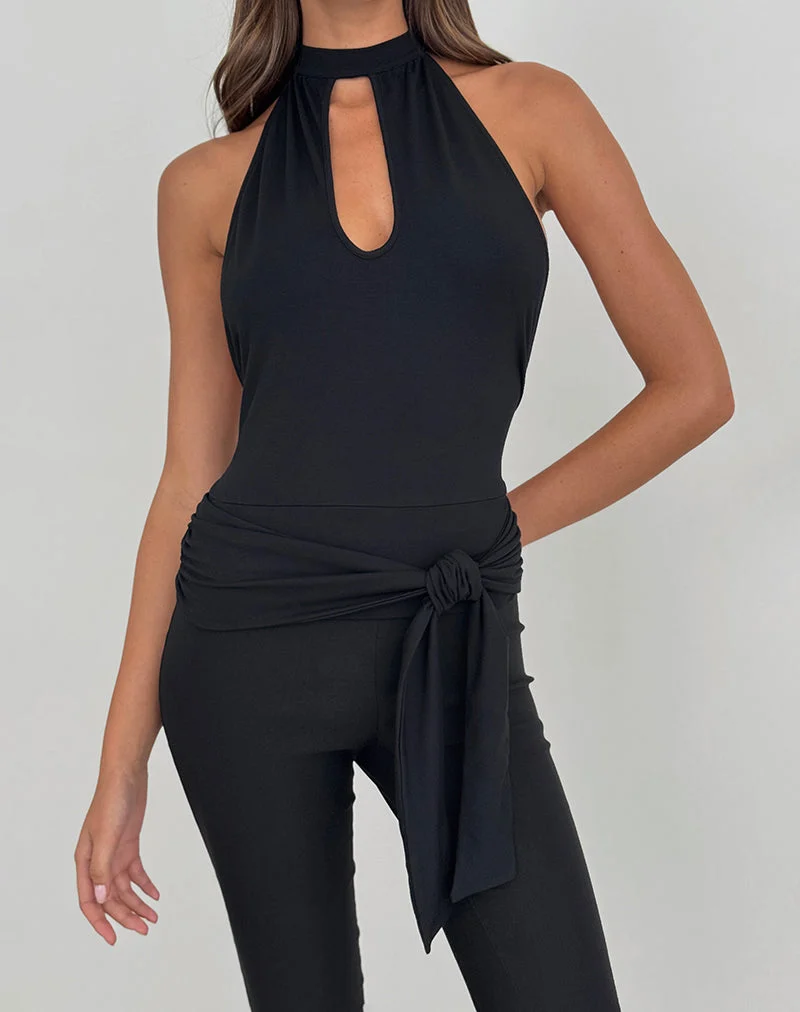 Haut Verbina Keyhole en jersey noir