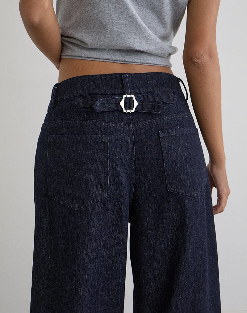 Pantalon bouffant Banaran en chambray indigo