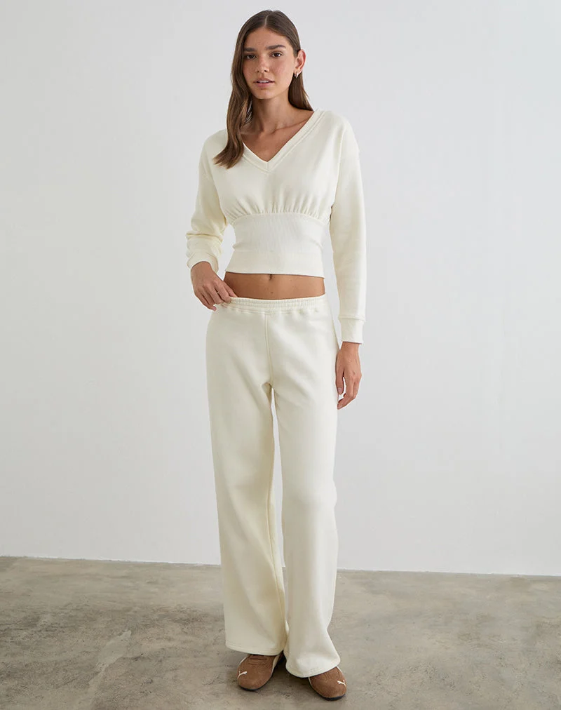 Pantalon de jogging ample Cille en molleton blanc hivernal