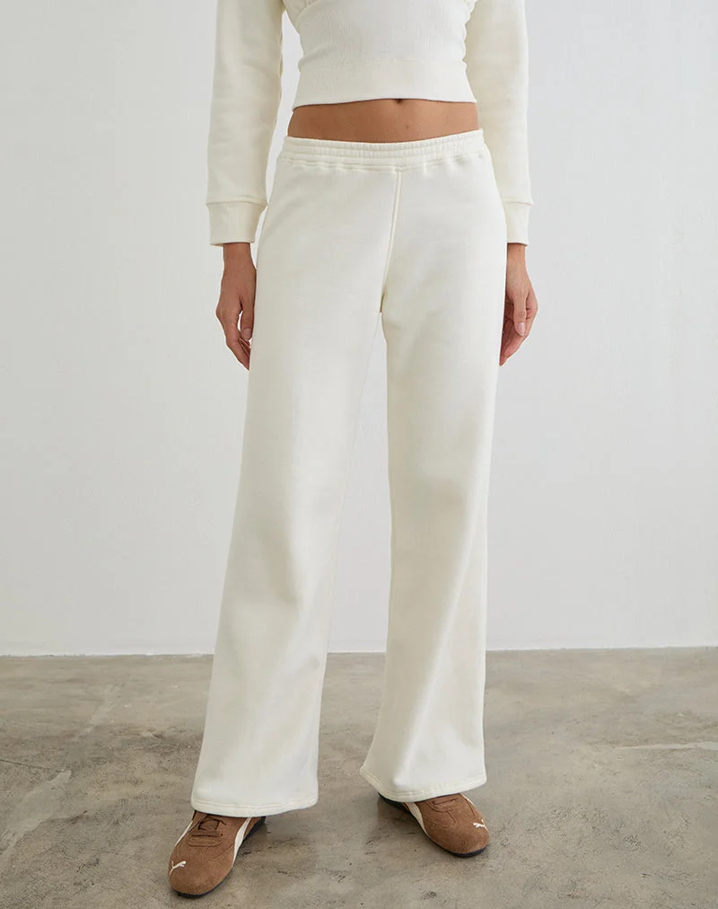 Pantalon de jogging ample Cille en molleton blanc hivernal