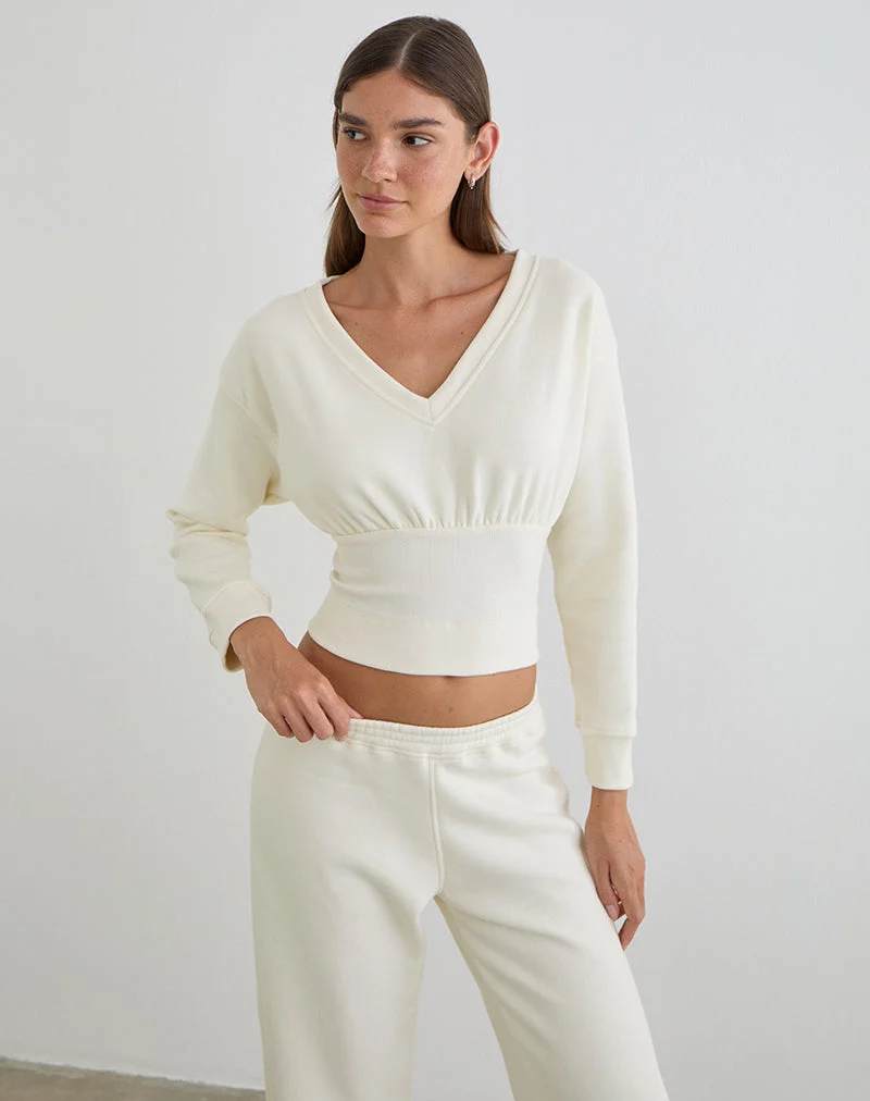 Pull à col en V Bigail, couleur blanc hivernal