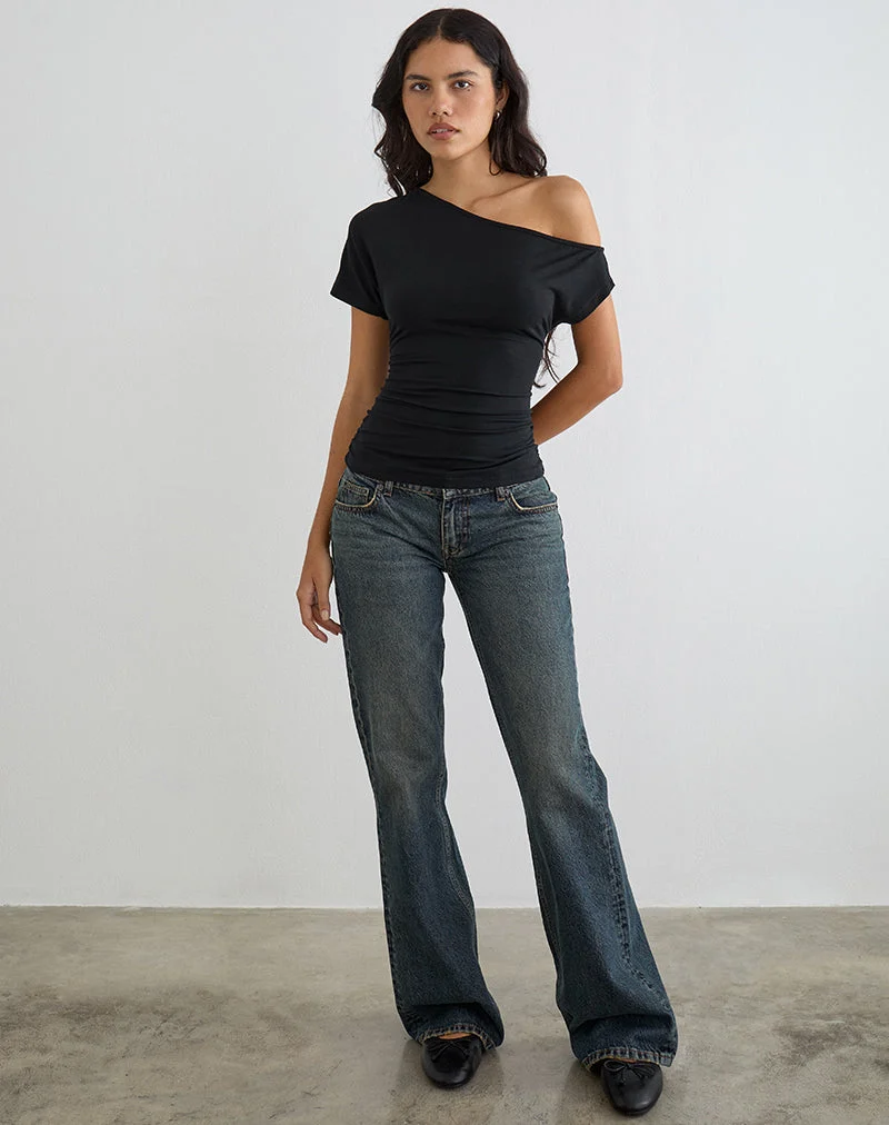 Danama Top asymétrique en jersey noir