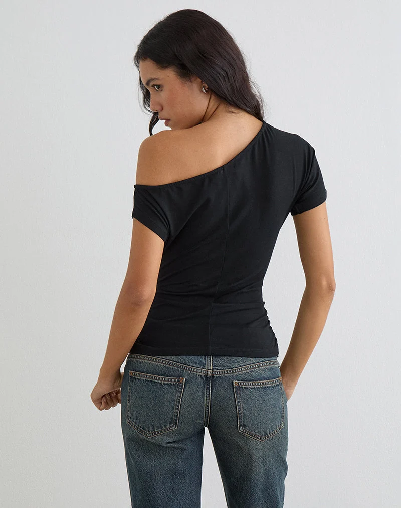 Danama Top asymétrique en jersey noir