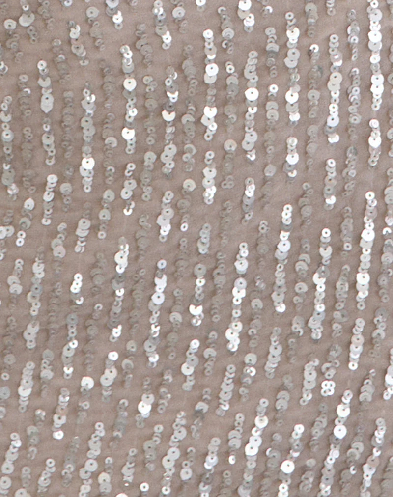 Mini-jupe Nirado en mousseline à paillettes, couleur nude