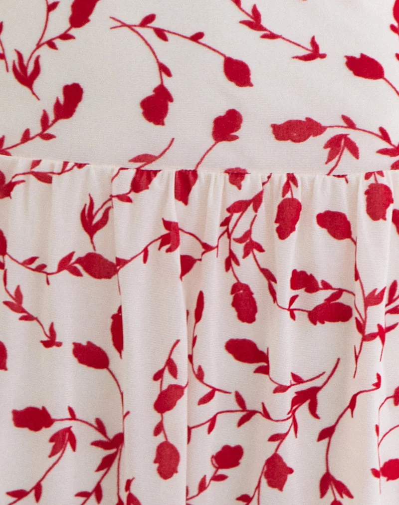 Mini-robe Switaria couleur crème avec motif floqué de lys rouges feuillus