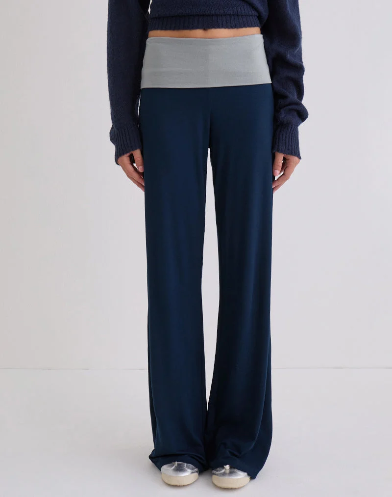 Pantalon à revers Coreta, combinaison bleu marine et gris